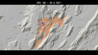 Evolution of Lava Field - 100 Days - Fagradalsfjall Volcanic Eruption in Iceland