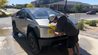 I messed up!  Used regular water and soap on Matt’s Cybertruck