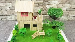 Building Popsicle Stick House  -  Miniature Fairy Garden -  Easy Crafts Ideas