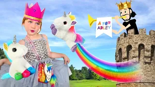 KiNG and QUEEN build Unicorn Castle!!  Play Pretend Game with Dad, neighbor won’t wakeup makeover 🦄