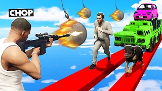 GTA 5 CHOP AND FROSTY DODGING HEADSHOTS IN SNIPERS VS RUNNERS