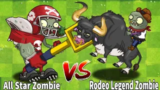 All Star Zombie VS Rodeo Legend Zombie - PvZ 2 Zombie Battlez