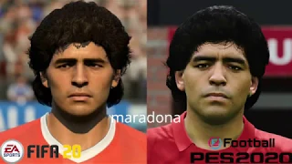 PES 2020 VS FIFA 20 FACES LEGENDS FAMOUS PLAYERS OF THE WORLD