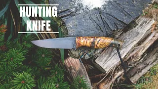 Knife making - HUNTING KNIFE w/ BLACK BLADE and STABILIZED WOOD HANDLE - #KNIFEMAKING