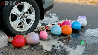 Crushing Crunchy Soft Things By Car _ Balloon with #Firecrackers VS Car Wheel #Experiment