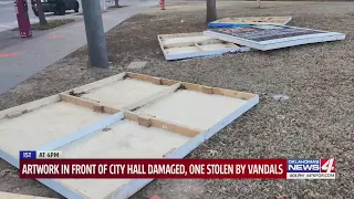 Artwork in front of City Hall damaged, one stolen by vandals