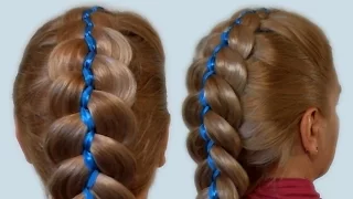 5 Strand Dutch Ribbon Braid| Hairstyles on yourself| Step-by-Step| Scheme