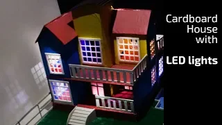 How to make cardboard house with LED Light, swimming pool and garden