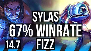 SYLAS vs FIZZ (MID) | 67% winrate, 14/2/8, 6 solo kills, Legendary | EUW Master | 14.7