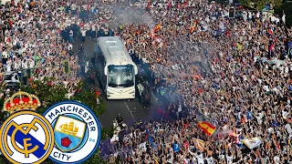 😤Real Madrid Fans welcome the Team Bus ahead of the Manchester City Champions League Clash👀