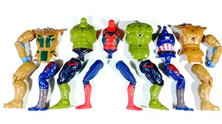 avengers toys.. red spiderman vs hulk smash vs captain america vs thanos armor.. merakit mainan..