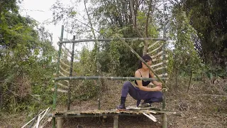 MAKE OUTDOOR SHOWER from BAMBOO & Potato Leaves | 10 Days BUSHCRAFT BUILD & COOK ALONE GIRL