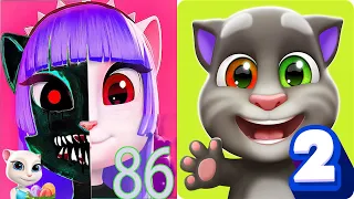 MY TALKING ANGELA 86 vs MY TALKING TOM 2 - (Two Screen) - Android Gameplay Part 34