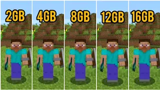 MINECRAFT - 2GB VS 4GB VS 6GB VS 8GB VS 12 VS 16GB RAM {TEST}