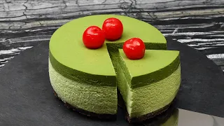 Unique recipe Matcha Cheesecake! No baking.