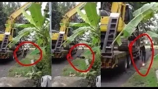 Detik-detik sopir excavator tersengat listrik sampai nyala