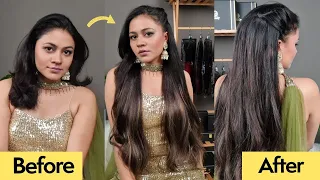 easy hairstyle with Half Head Wig | easy wedding hairstyle | simple hairstyle with long hair