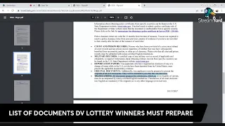 LIST OF DOCUMENTS DV LOTTERY WINNERS MUST PREPARE