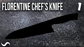 MAKING A CHEF'S KNIFE IN FLORENTINE FEATHER DAMASCUS!!! Part 1