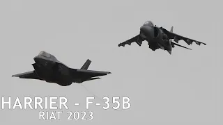 Two generations of V/STOL - Harrier and F-35B display - RIAT 2023