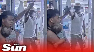 Dad holding baby fends off gunman at gas station on Father's Day #Shorts