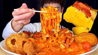 ASMR 토마토 크림스파게티 위에 어니언링 페퍼로니 조각피자 해쉬브라운 먹방 Tomato Cream Spaghetti With Onion Ring Hash Brown MuKBang