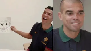 Ronaldo can't stop laughing at his terrible drawing of Portugal pal Pepe