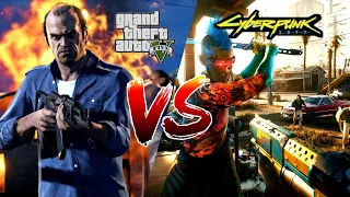 CYBERPUNK 2077 vs. Grand Theft Auto V - COMPARISONS in Gang Fight, Driving & Police chase [4K/60FPS]