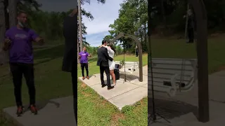 Couple getting married in the park