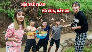 CẦM ĐẦU HỘI TRẺ TRÂU ĐI MÒ CUA BẮT CÁ - Món Ăn Đồng Quê - Phim Ngắn Hài Hước Hai Anh Em Táo Xanh TV