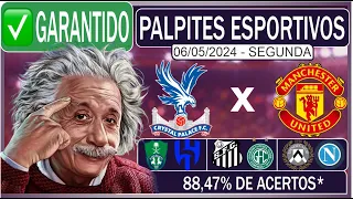 ✅GARANTIDO] PALPITES DE FUTEBOL DE HOJE 06/05/2024 CRYSTAL PALACE MANCHESTER UNITED + BILHETE PRONTO