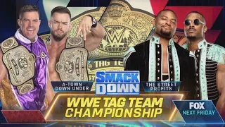 WWE Tag Team Championship Match- A Town Down Under (C) vs The Street Profits (Full Match)