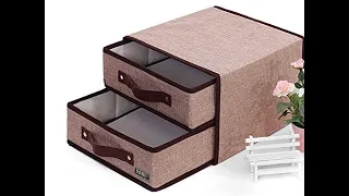 Drawer Pattern Foldable Storage Box | Under-Table Box For Home Sundries| 28 X 28 X 20 Cm, Brown