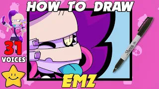 How To Draw EMZ Icon With All 31 Voice Lines | Brawl Stars