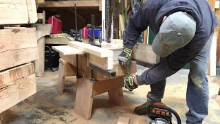 Timber Frame Tenon Cutting with a Chainsaw Fixture