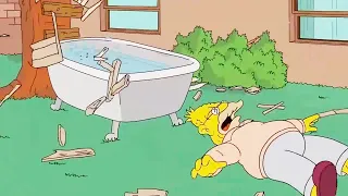 Grandpa tripped because of Bart's prank