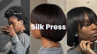 Silk Press on Short 4C Natural Hair | Hair Transformation