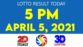 Lotto Result Today April 5 2021 5pm Ez2 result Swertres result 2D 3D 4D 6/45 6/55 PCSO result