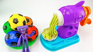 Satisfying Video ASMR | Make Noddles with Glossy PlayDoh & Colorful Huggy Wuggy Slime Cutting #181