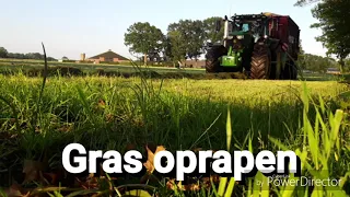 Gras oprapen-John deere 6215R & 7730-Loonbedrijf Bouwheer Barneveld