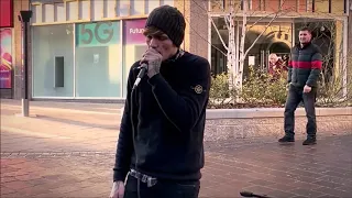 BRADFORD & HALIFAX Busker "Frankie Porter" Sings "I Started a Joke"