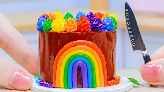 Rainbow Chocolate Cake 🌈 Colorful Miniature Rainbow Cake Decoration | Best Chocolate Cake Recipe