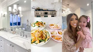 NIGHT TIME ROUTINE!🌙DINNER MEALS + MASTER BATHROOM TOUR!