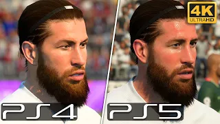 PS5 vs PS4 Graphics Comparison - FIFA 21 next gen vs old gen - Real Madrid faces! (4k)