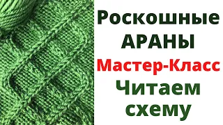 № 106  Роскошные АРАНЫ Узор #68 / ПОШАГОВЫЙ Мастер-Класс / Читаем ПОДРОБНО схему / Уроки вязания