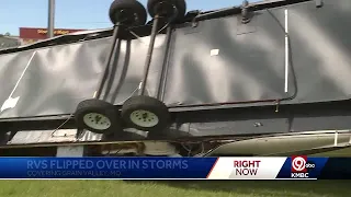 'Moved them around like toys': RVs flipped over, destroyed as storms moved through Grain Valley