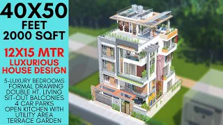 40X50 Feet Luxurious Modern House Design | 2000 Sqft | 225 Gaj | 5 BHK | 12 X 15 Meter | ID-093