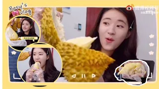 Zhao lusi vlogs || eat durian while make up