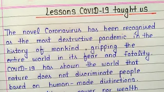 Lessons COVID-19 has taught us essay in english || SAZ education