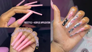 ACRYLIC APPLICATION FOR BEGINNERS| HOW TO BUILD AN APEX | BEGINNER NAIL TUTORIAL 🩵